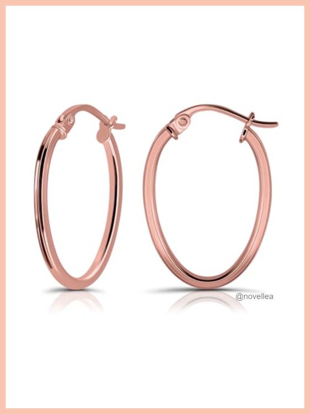 925 Sterling Silver Oval Hoop Earrings 1.5mm Thick, Hypoallergenic, Unisex